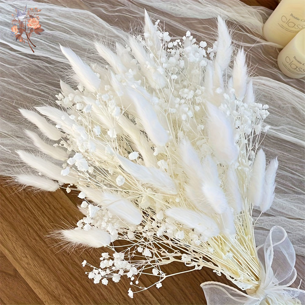Dried Flower Bunch - 54Pcs White Dried Flower Bridal Mariage